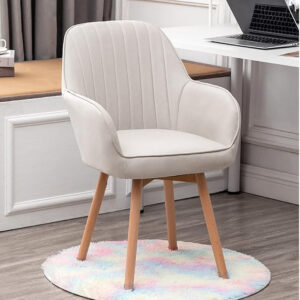 Silla giratoria con reposabrazos y patas de madera